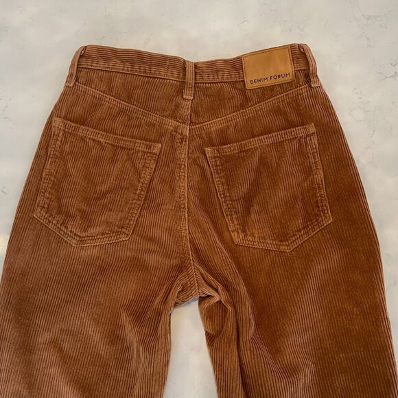 Denim Forum The Joni Hi Rise Loose Corduroy Cotton Pants Golden Brown Sz 26 - Picture 7 of 16
